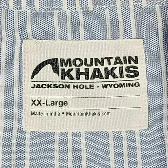 Mountain Khakis Mens Button Down Shirt XXL Blue White Stripe Long Sleeve Wyoming - Picture 3 of 16